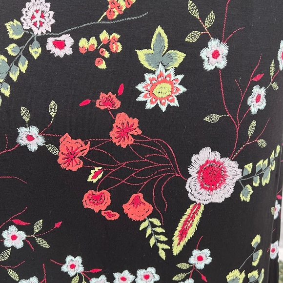 Dark moody botanical floral maxi dress long sleeve elastic drawstring waist - Picture 7 of 13